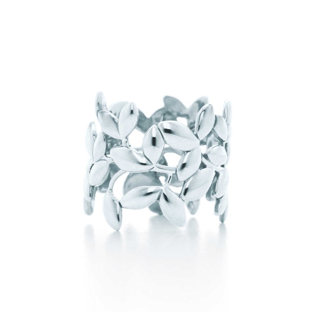 Tiffany & Co Olive Leaf Band Silver Ring Size 7